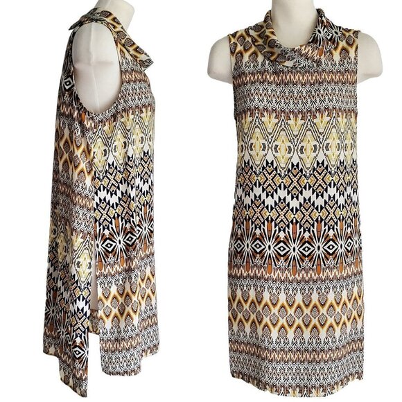 SPENSE Retro Printed Longline Tunic High Low Hem with Deep Vents Size L - Picture 1 of 10